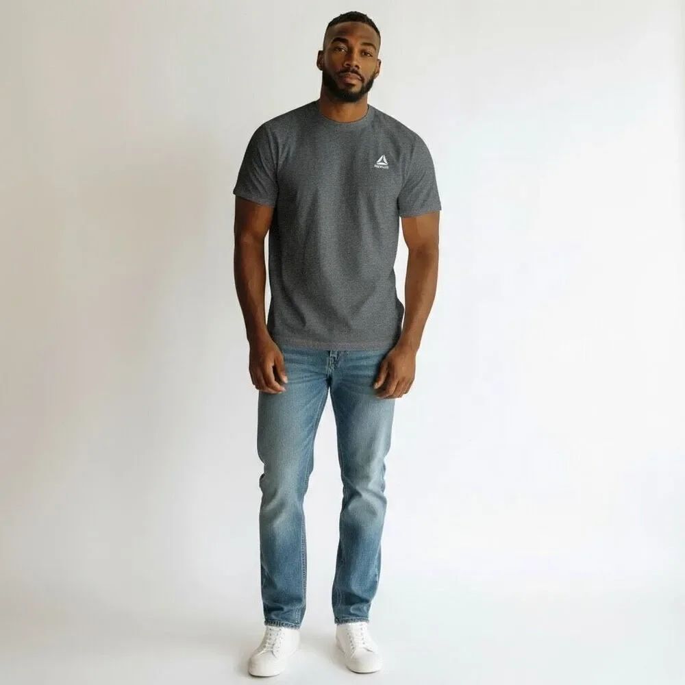 Reebok Tee Shirt Dri Fit Solid Gray Short Sleeve Crew Neck 100% Polyester XL